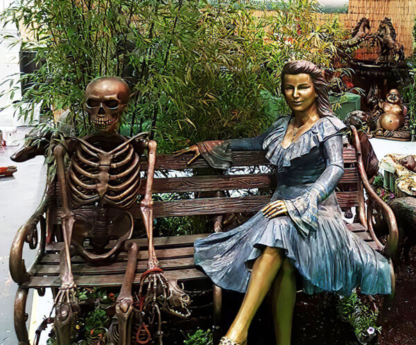 Hollow and Solid Cast Bronze Figures : Old Bones & Lady Anne : Sitting on a Bench