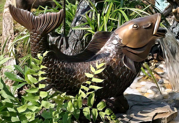 Hollow Cast Bronze Koi Carp Fish Water Feature-3