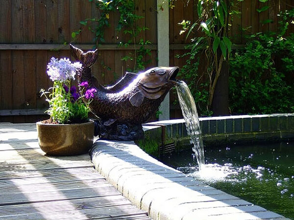 Hollow Cast Bronze Koi Carp Fish Water Feature-4