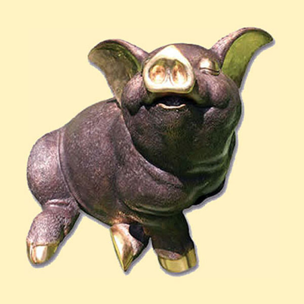 Hollow Cast Bronze Fun Pig : Small-1