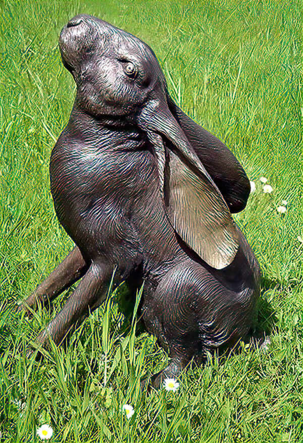 Hollow Cast Bronze Hare : Moon Gazing Hare-1