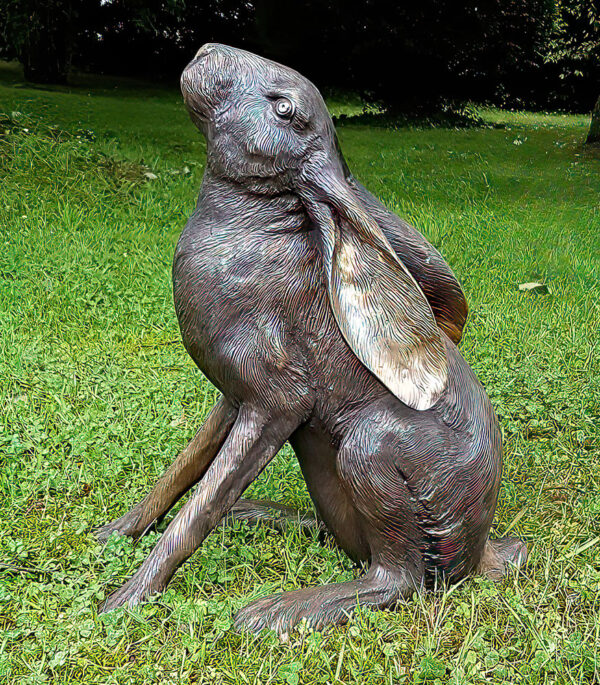 Hollow Cast Bronze Hare : Moon Gazing Hare-2