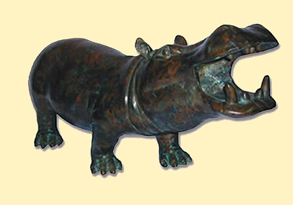 Hollow Cast Bronze Hippo : Harvey Hippopotamus-1