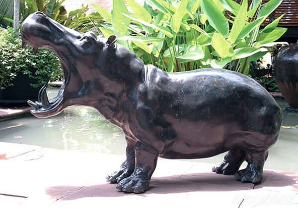 Hollow Cast Bronze Hippo : Henry-1