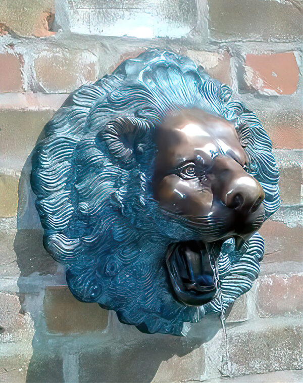 Hollow Cast Bronze Lions Head Water Feature : Leo-1