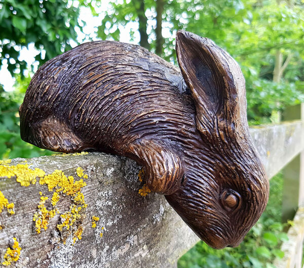 Hollow Cast Bronze Leaning Baby Rabbit : Nosey-2