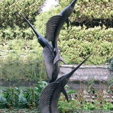 Hollow Cast Bronze Three Sailfish Fountain