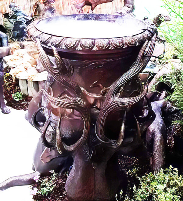 Solid & Hollow Cast Bronze : Stags Head Urn Water Feature-4