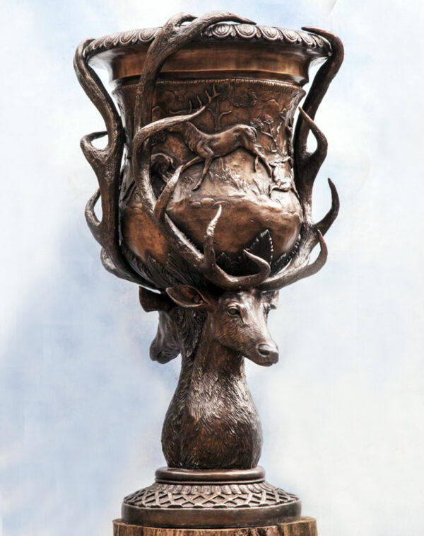 Solid & Hollow Cast Bronze : Stags Head Urn Water Feature-5