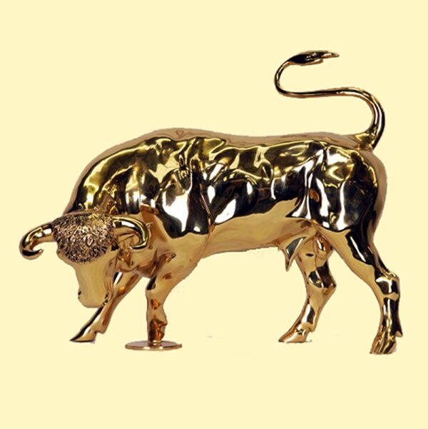 Hollow Cast Bronze Bull : Fighting Bull Goldie : Polished-1