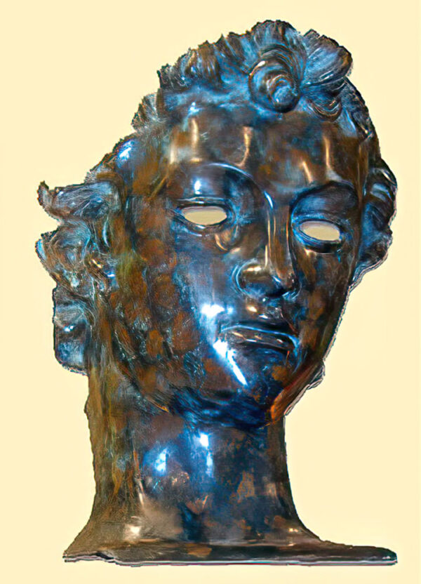 Solid Cast Bronze Art : Grecian Art Mask : Blue-1