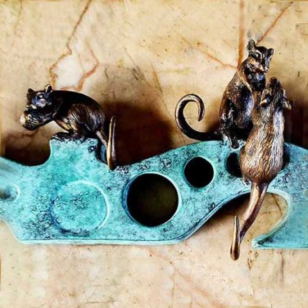 Bronze Mice & Cheese Hat & Coat Rack