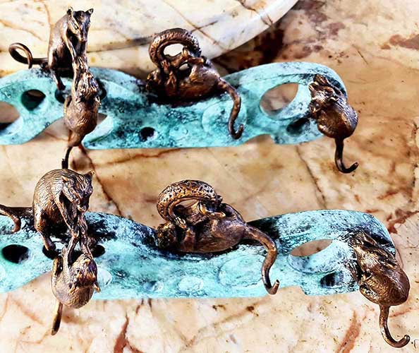 Bronze Mice and Cheese Hat & Coat Rack-5 : Escar UK Bronze