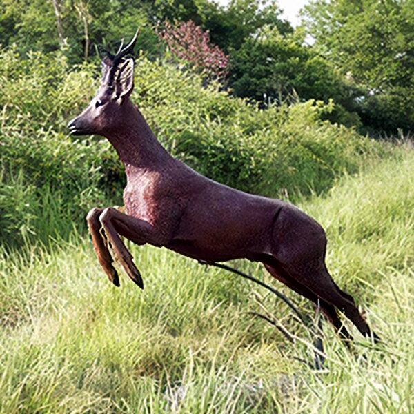 Hollow Cast Bronze Deer : Roe Deer Buck : Leaping-1