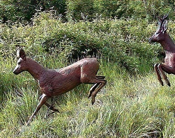 Bronze Roe Deer Landing : Escar UK Bronze