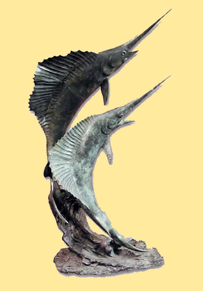Bronze Two Marlins Fountain : Small-1 : Escar UK Bronze