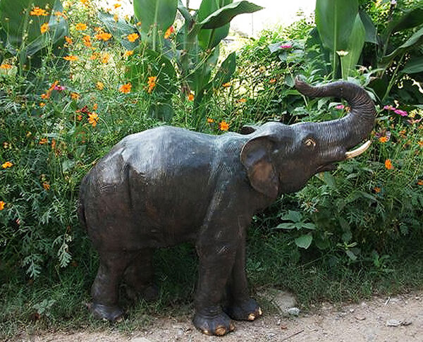 Hollow Cast Bronze Elephant : Lychee : Water Feature-1