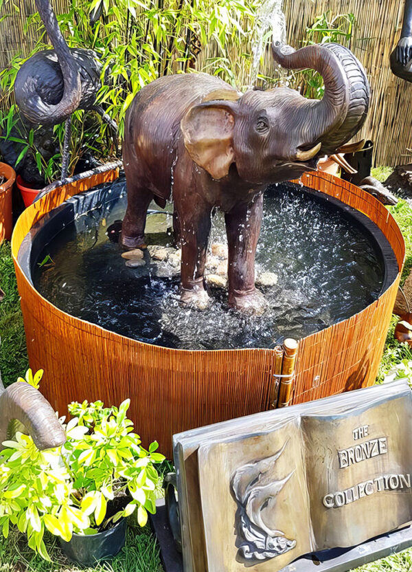 Hollow Cast Bronze Elephant : Lychee : Water Feature-2