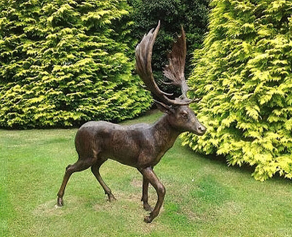 Hollow Cast Bronze Deer : Fallow Deer Stag : Walking-1