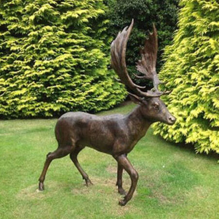 Hollow Cast Bronze Deer : Fallow Deer Stag : Walking