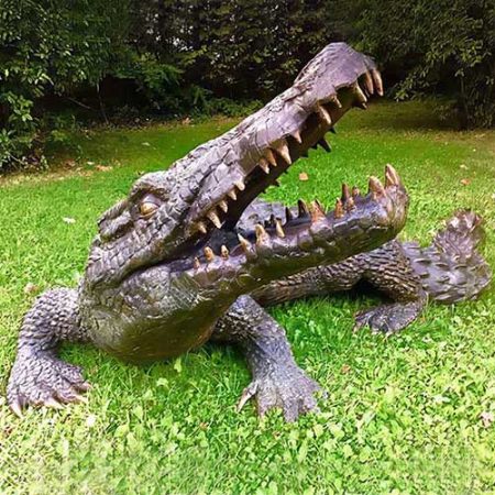 Hollow Cast Bronze Crocodile Non Water Feature : Escar UK Bronze