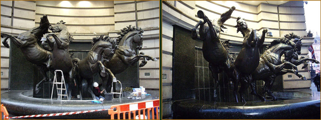 Bronze Restoration : The Horses of Helios : The Haymarket : London : UK