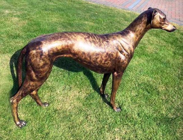 Bronze Dog : Greyhound Standing : Brindle : Escar UK Bronze