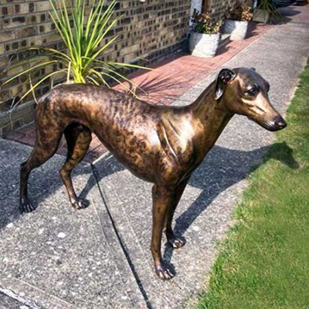 Bronze Dog : Greyhound Standing : Brindle : Escar UK Bronze