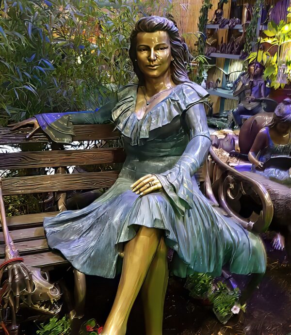 Hollow Cast Bronze Figure : Lady Anne on a Bench-1