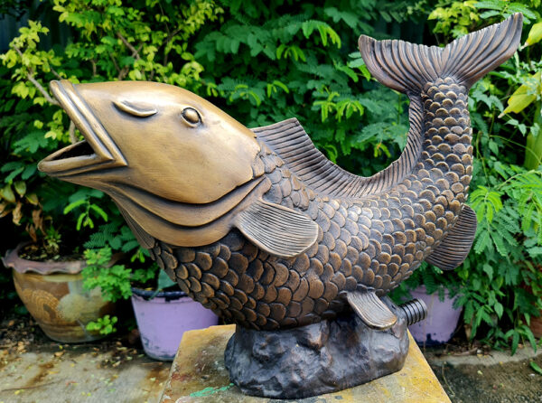 Hollow Cast Bronze Fountain : Koi Carp Filter-Head-3