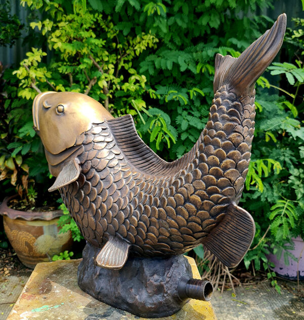 Hollow Cast Bronze Fountain : Koi Carp Filter-Head-5