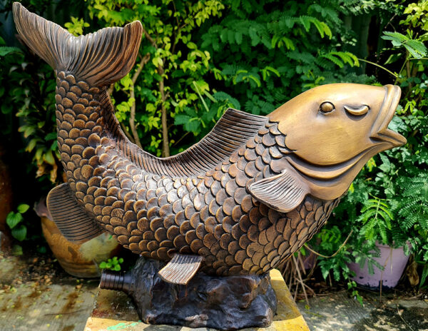 Hollow Cast Bronze Fountain : Koi Carp Filter-Head-7