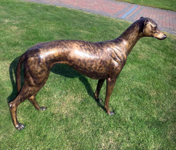 Hollow Cast Bronze Dog : Greyhound : Brindle : Brindle Coat-2