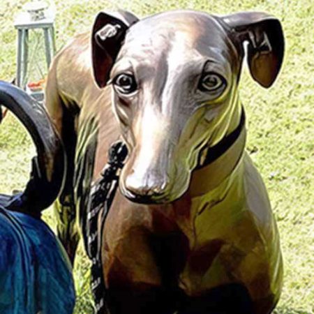 Bronze Dog : Greyhound Standing : Brownie : Escar UK Bronze