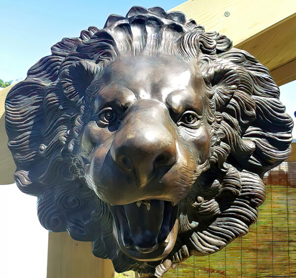 Hollow Cast Bronze Lions Head Water Feature : Lenny-1