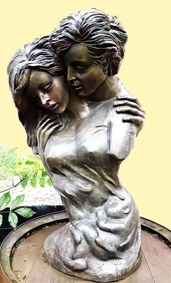 Hollow Cast Bronze Art : Boy and Girl : Love Sculpture-1