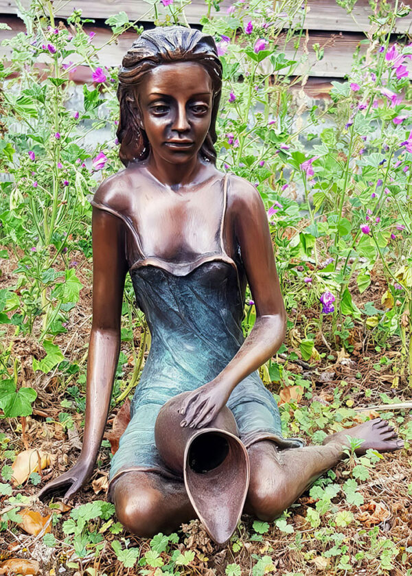 Hollow Cast Bronze Figure : Daisy : Large : Blue-2