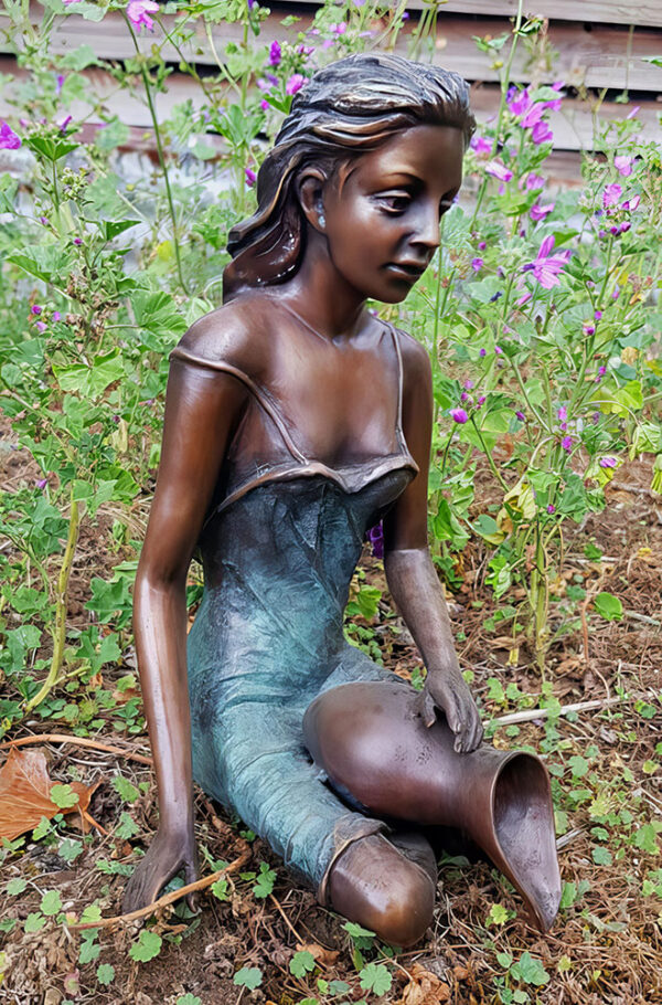 Bronze Figure : Daisy Pouring Water : Small : Blue-3