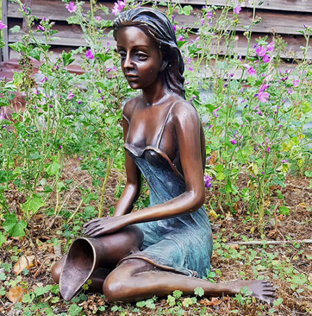 Bronze Figure : Daisy Pouring Water : Small : Blue