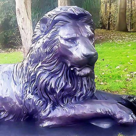 Bronze African Lion Pair on Flat Bases : Escar UK Bronze