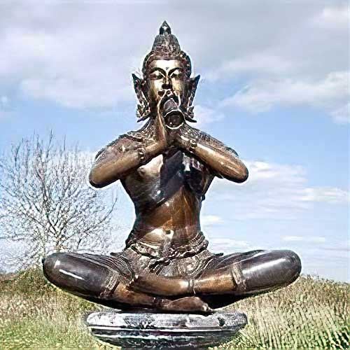 Bronze Sitting Thai Piper : Large : Escar UK Bronze