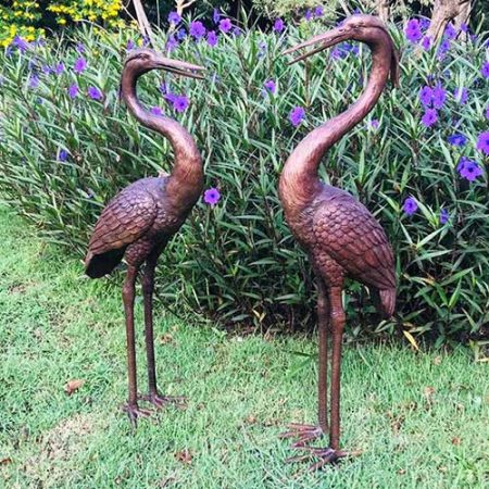 Bronze Standing Herons in Brown : Escar UK Bronze