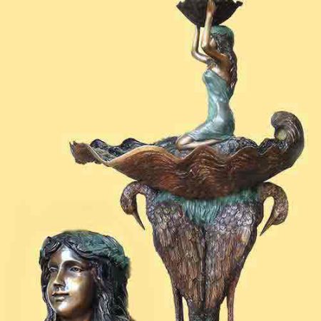Bronze Girl and Two Herons Fountain : Escar UK Bronze : Escar UK Bronze