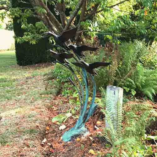 Bronze Ducks in Reeds Water Feature-1 : Escar UK Bronze