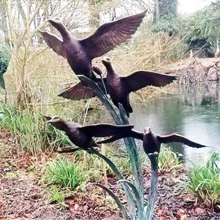 Bronze Ducks in Reeds Water Feature : Escar UK Bronze