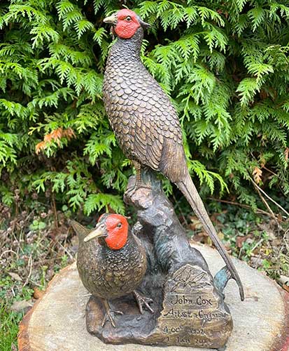 Bronze Pheasants : Table Top Pair-1 : Escar UK Bronze