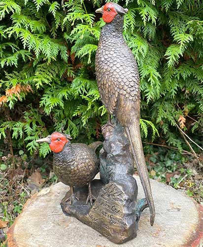 Bronze Pheasants : Table Top Pair-2 : Escar UK Bronze