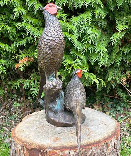 Bronze Pheasants : Table Top Pair-4 : Escar UK Bronze