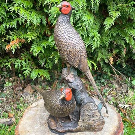 Bronze Pheasants : Table Top Pair : Escar UK Bronze