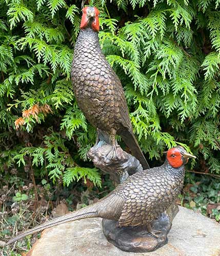 Bronze Pheasants : Table Top Pair-5 : Escar UK Bronze